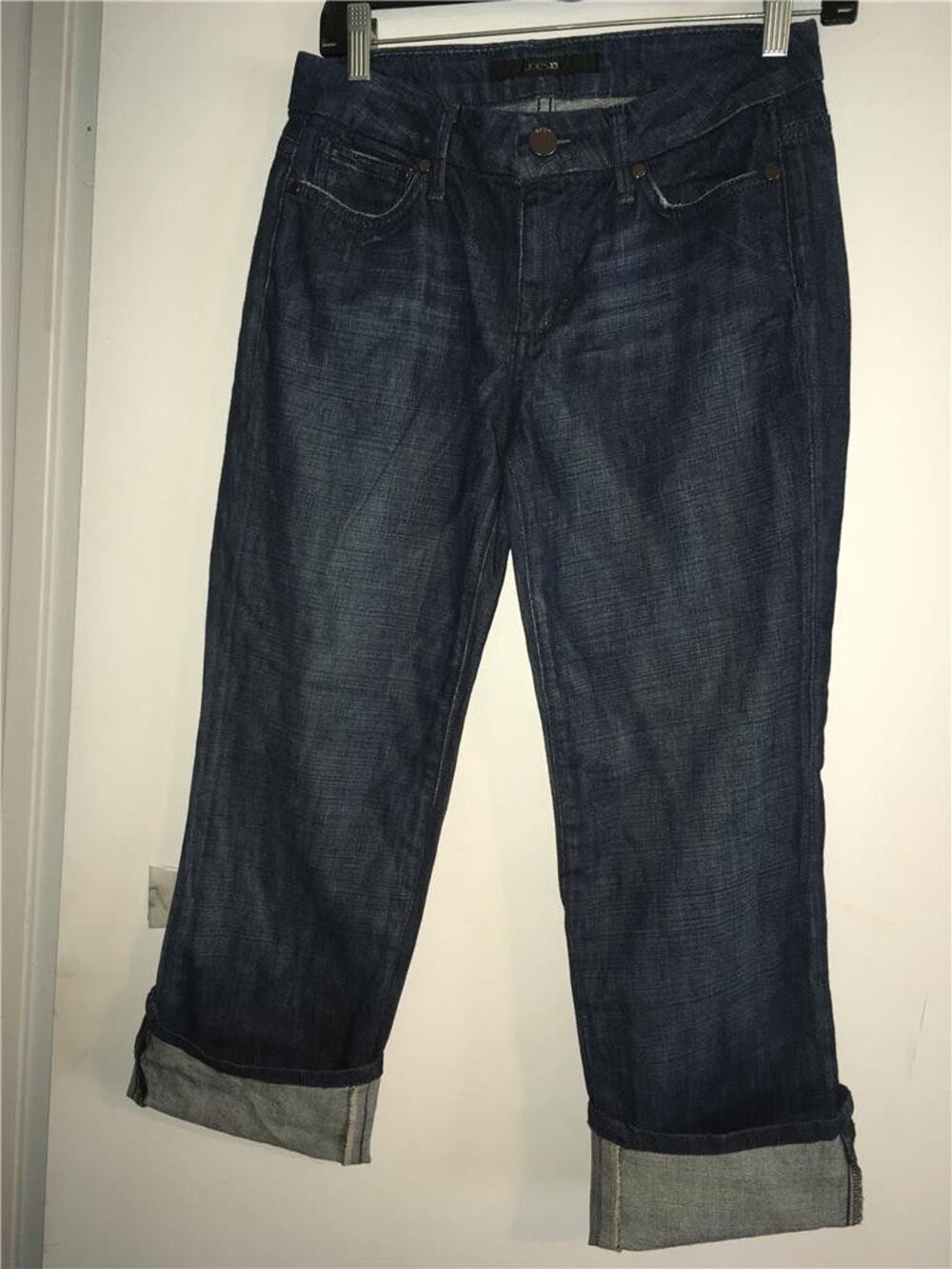 Joe's Jeans Blue Stretch Denim Relaxed Fit Straight Leg Cropped Jeans 26